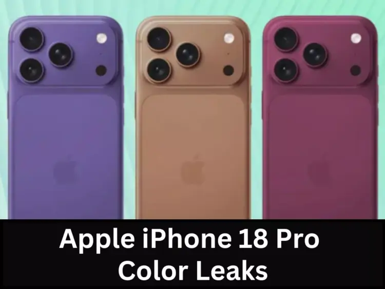 Tiga variasi pilihan warna baru iPhone 18 Pro, terdiri dari ungu, emas, dan merah tua.