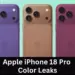 Tiga variasi pilihan warna baru iPhone 18 Pro, terdiri dari ungu, emas, dan merah tua.