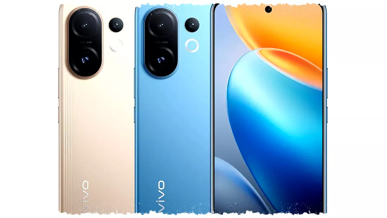 Tampilan depan dan belakang Vivo T5 Pro dalam varian warna emas dan biru.