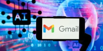 Ilustrasi bahaya teknologi kecerdasan buatan (AI) yang menargetkan keamanan data pengguna layanan email Gmail.