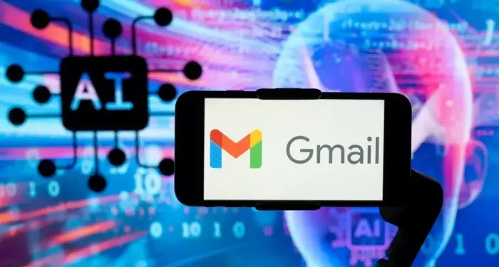 Ilustrasi bahaya teknologi kecerdasan buatan (AI) yang menargetkan keamanan data pengguna layanan email Gmail.