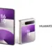 Render resmi Huawei Pura X dengan layar lipat vertikal dan layar sekunder ungu.