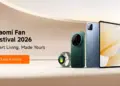 Banner utama Xiaomi Fan Festival 2026 menampilkan jajaran produk ekosistem pintar seperti smartphone Xiaomi 14 Ultra, tablet, smartwatch, dan earbuds.
