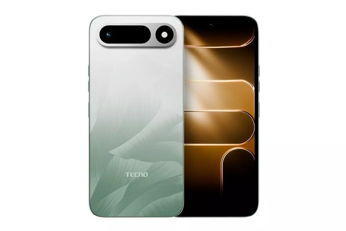 Tampilan desain belakang smartphone Tecno Pop X 5G dengan modul kamera yang elegan.