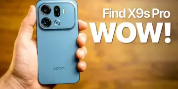 Genggaman tangan pada unit OPPO Find X9s Pro warna biru dengan teks Find X9s Pro WOW.