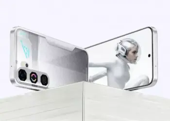 Iklan Nubia Neo 5 Pro menampilkan grafis robot futuristik pada layar untuk menonjolkan performa gaming.