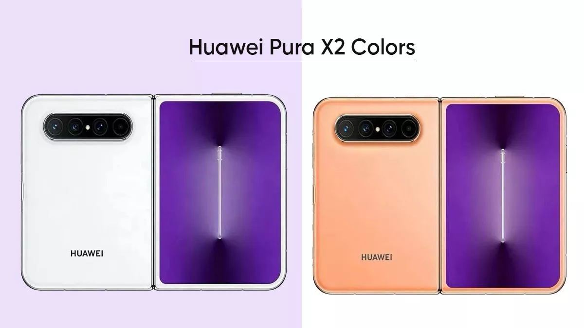 Perbandingan varian warna Huawei Pura X2 dalam pilihan putih dan peach.