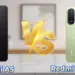Redmi A5 warna hitam bersanding dengan Redmi A7 Pro varian warna hijau muda bertekstur di atas meja.