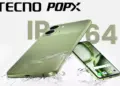 Tecno Pop X 5G dengan sertifikasi ketahanan air dan debu IP64.
