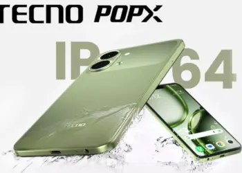 Tecno Pop X 5G dengan sertifikasi ketahanan air dan debu IP64.