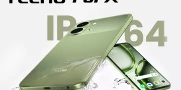 Tecno Pop X 5G dengan sertifikasi ketahanan air dan debu IP64.