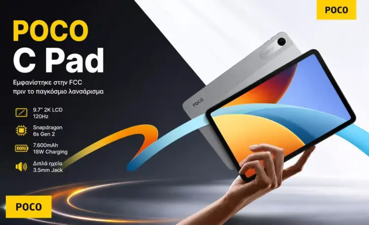Bocoran poster Poco C Pad mengungkap penggunaan chipset Snapdragon 6s Gen 2 dan layar 2K yang memukau.