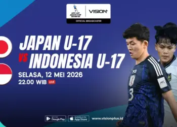 Jadwal siaran langsung pertandingan Timnas Indonesia U-17 melawan Jepang U-17 malam ini pukul 22.00 WIB.