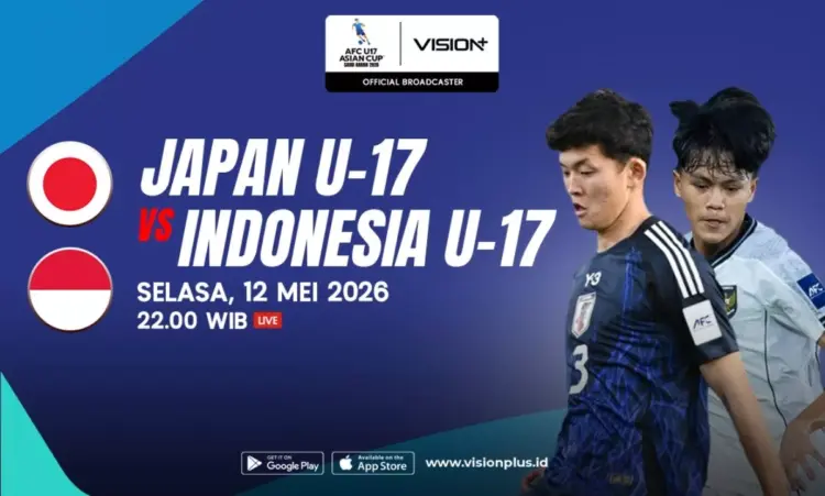 Jadwal siaran langsung pertandingan Timnas Indonesia U-17 melawan Jepang U-17 malam ini pukul 22.00 WIB.