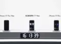 Sesi presentasi membandingkan ketahanan baterai Xiaomi 17 Max di antara dua unit kompetitor iPhone 17 Pro Max.