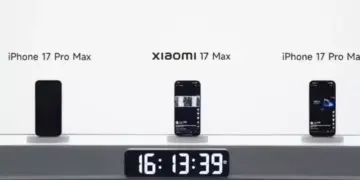 Sesi presentasi membandingkan ketahanan baterai Xiaomi 17 Max di antara dua unit kompetitor iPhone 17 Pro Max.