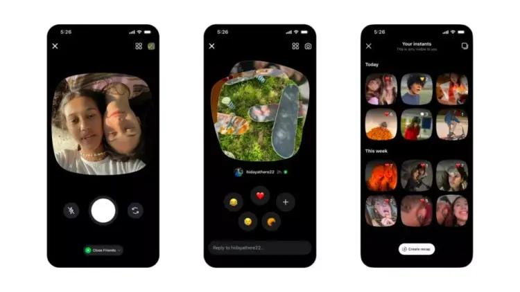 Tampilan fitur baru Instagram Instants yang memungkinkan pengguna berbagi foto candid secara cepat dan terjadwal.