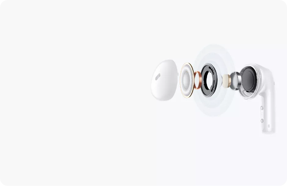 Bedahan komponen internal atau jeroan driver audio earphone nirkabel Xiaomi untuk menghasilkan suara berkualitas tinggi.