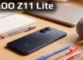 Ilustrasi smartphone iQOO Z11 Lite di atas meja kerja, menampilkan bocoran spek mesin yang terungkap via Geekbench.
