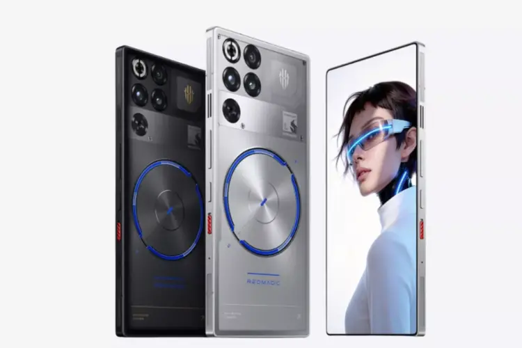 Desain futuristik RedMagic 11S Pro Series yang mengusung layar penuh tanpa interupsi di bagian depan.