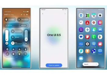 Desain visual baru pada One UI 8.5 membawa perubahan signifikan pada panel kontrol dan ikon aplikasi.