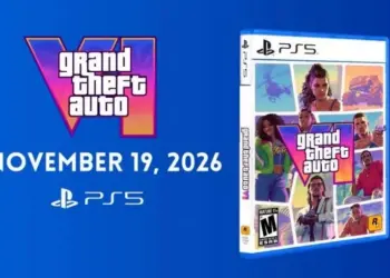 Poster pengumuman tanggal rilis GTA VI 19 November 2026 untuk konsol PlayStation 5 (PS5).