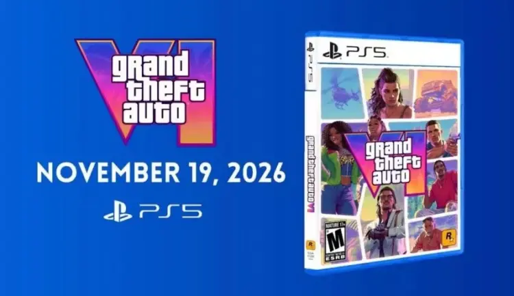 Poster pengumuman tanggal rilis GTA VI 19 November 2026 untuk konsol PlayStation 5 (PS5).