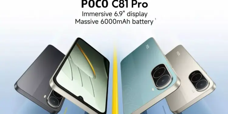 POCO C81 Pro hadir dengan layar luas 6.9 inci dan baterai monster 6000mAh, siap mendominasi pasar HP satu jutaan.