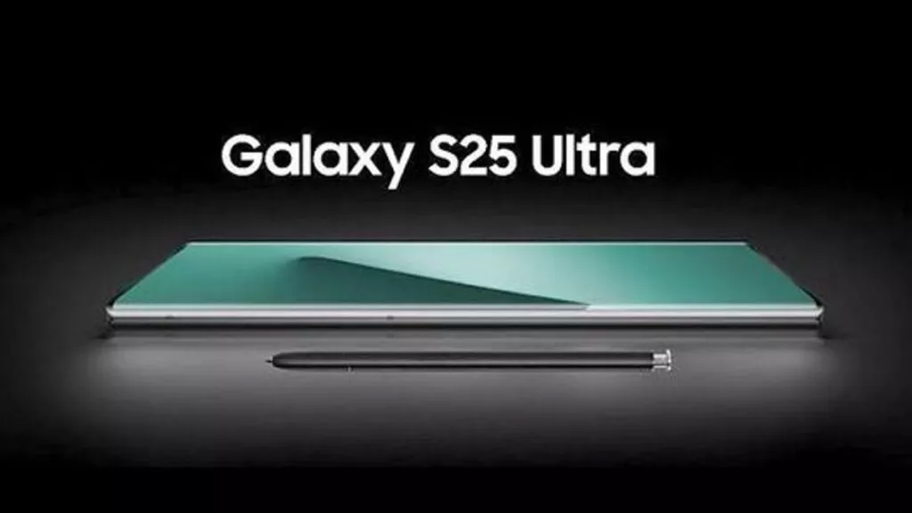 Desain premium Samsung Galaxy S25 Ultra tampak depan yang sangat tipis lengkap dengan S Pen hitam di bagian bawahnya.