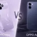 Perbedaan visual yang mencolok antara varian warna OPPO A6c vs OPPO A6x dari sisi casing belakang.