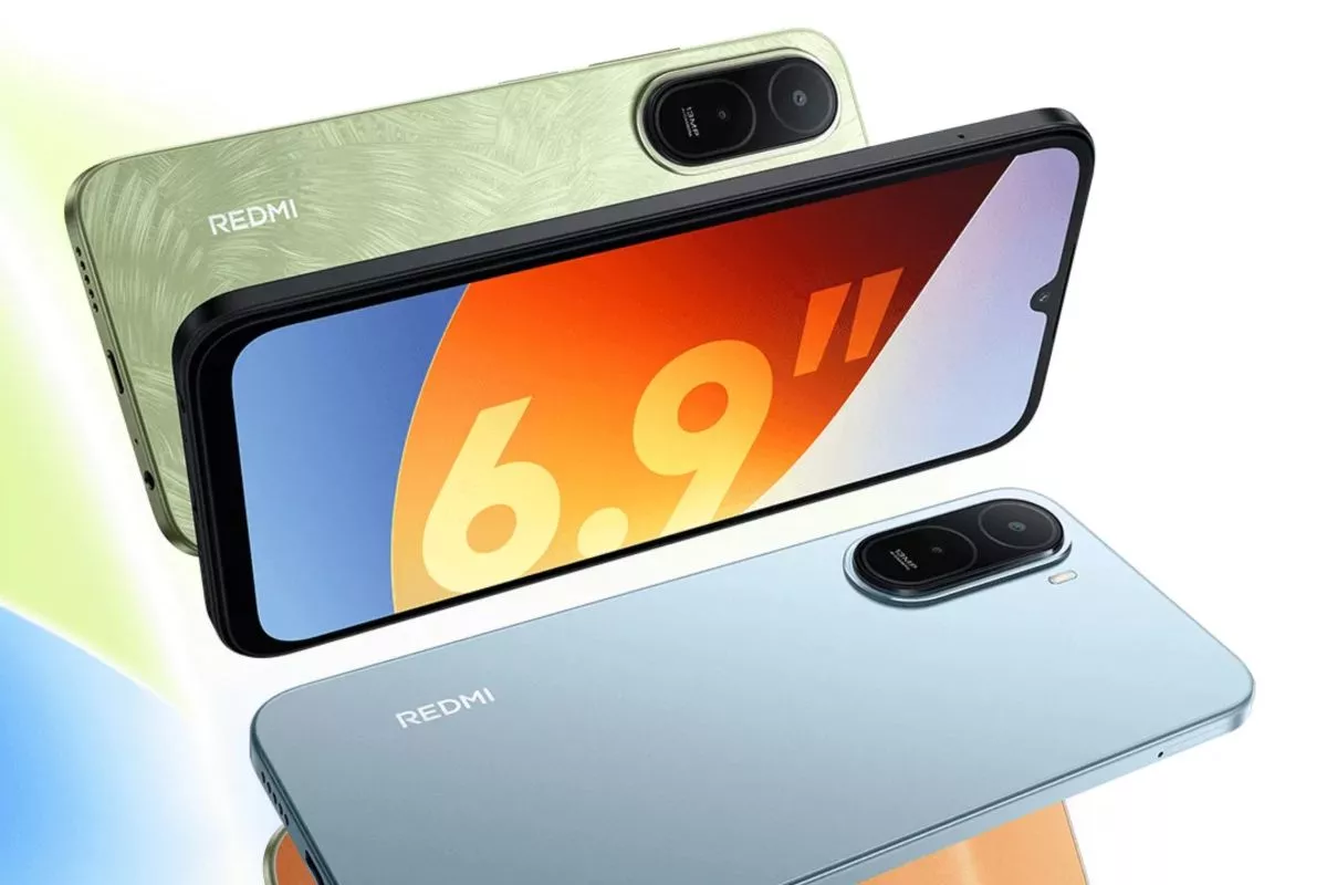 Gambar menunjukkan tampilan depan dan belakang POCO C85 yang memiliki layar besar serta desain kamera simpel modern. Smartphone ini cocok untuk pengguna yang mencari HP terjangkau untuk multimedia, media sosial, dan aktivitas harian.