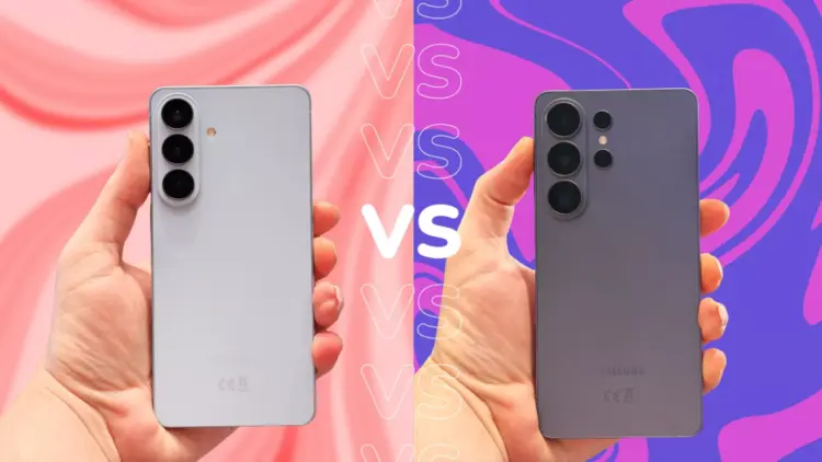 Desain bodi belakang Galaxy S26 Plus (kiri) versus versi premium Galaxy S26 Ultra (kanan).