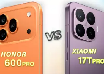 Detail jarak dekat susunan lensa kamera belakang Honor 600 Pro dan Xiaomi 17T Pro