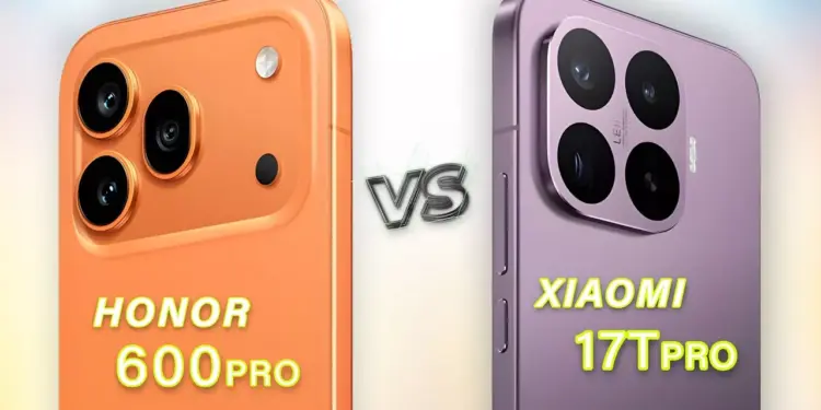 Detail jarak dekat susunan lensa kamera belakang Honor 600 Pro dan Xiaomi 17T Pro