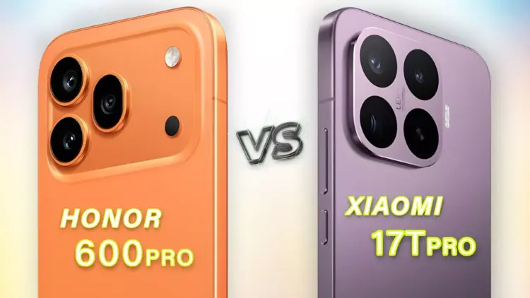Detail jarak dekat susunan lensa kamera belakang Honor 600 Pro dan Xiaomi 17T Pro