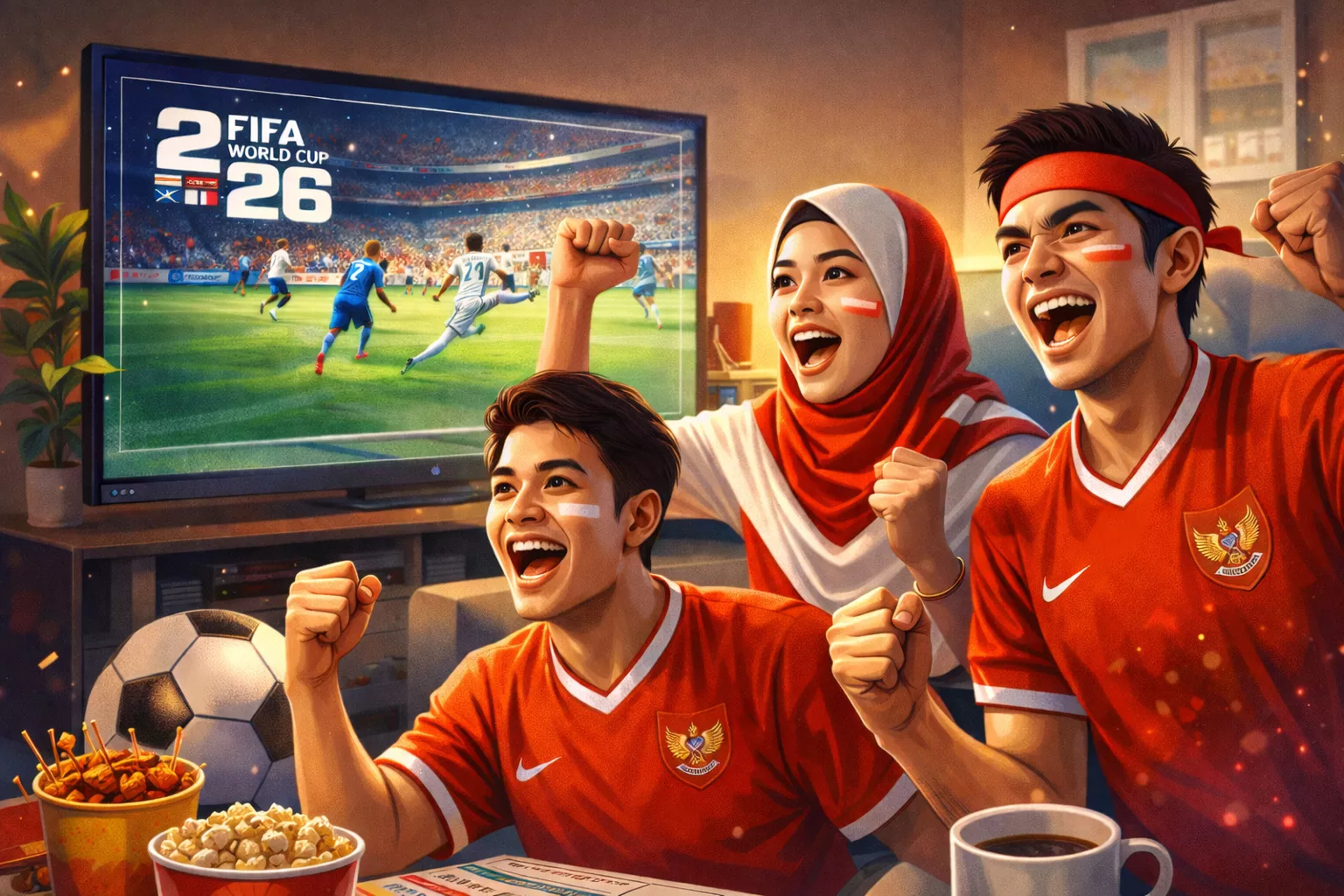 Hasil akhir setting Samsung TV yang tepat akan menghadirkan atmosfer stadion langsung ke dalam ruang keluarga Anda selama Piala Dunia 2026.