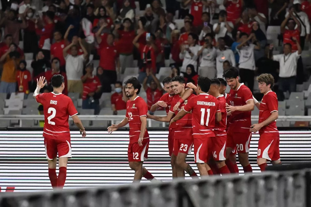 Selebrasi gol para pemain Timnas Indonesia, dapat disaksikan via link nonton live streaming malam ini.