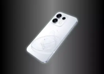 Smartphone Oppo Reno16 warna putih dengan modul kamera AI System dan desain bodi belakang bertekstur Planet 3D.