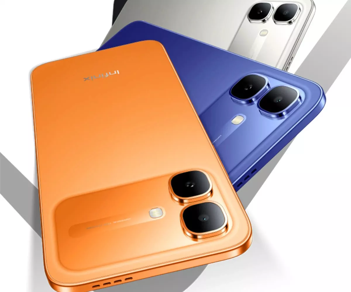 Close-up modul kamera belakang Infinix Smart 20 dengan fitur lampu kilat dual-LED.