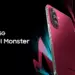 Poster resmi perilisan Samsung Galaxy M47 5G dengan slogan Next Level Monster berlatar belakang hitam.