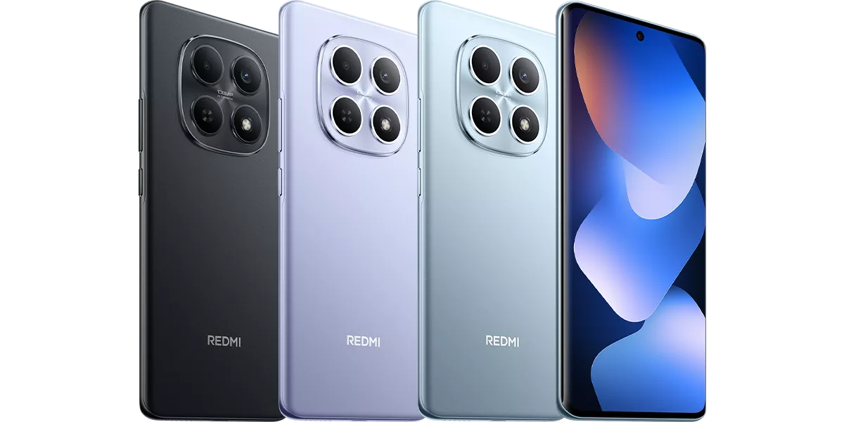 Desain modul kamera melingkar pada HP Android Redmi tiga varian warna berbeda