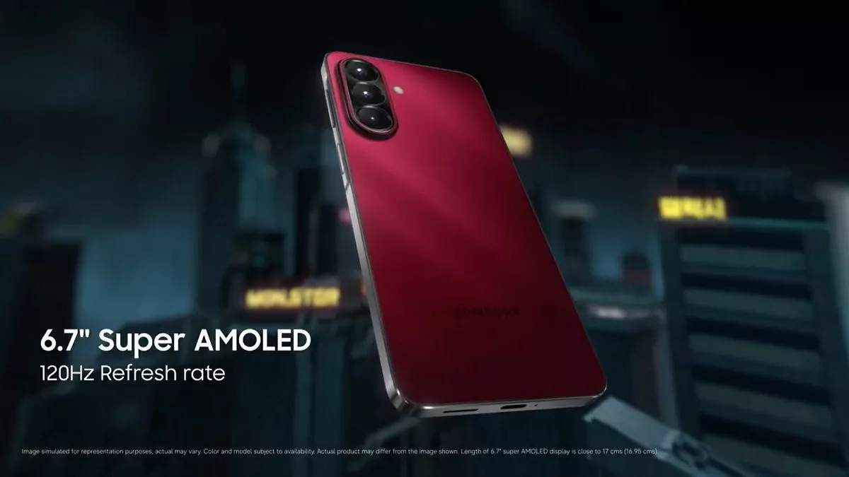 Info spesifikasi layar Samsung Galaxy M47 5G berukuran 6.7 inci Super AMOLED dengan refresh rate 120Hz.