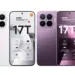 Perbandingan desain bodi belakang dan spesifikasi layar utama Xiaomi 17T warna putih dan Xiaomi 17T Pro warna ungu.