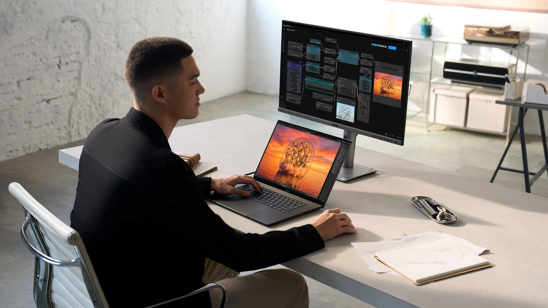 Pengujian performa render grafis objek 3D secara lokal menggunakan aplikasi kreator pada laptop ASUS ProArt terbaru.