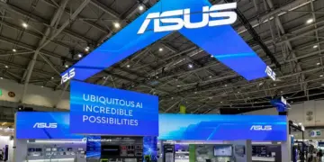 Suasana megah booth ASUS di pameran Computex 2026 yang menampilkan tema Ubiquitous AI Incredible Possibilities untuk memperkenalkan ekosistem ASUS AI PC terbaru.