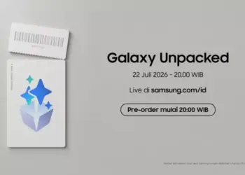 Poster pengumuman acara live streaming Galaxy Unpacked 2026 dan jadwal pemesanan pre-order.