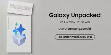 Poster pengumuman acara live streaming Galaxy Unpacked 2026 dan jadwal pemesanan pre-order.
