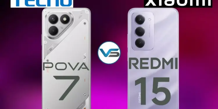 Duel sengit Tecno Pova 7 5G vs Redmi Note 15 4G yang mengusung konsep visual bodi belakang yang kontras dan beda jauh.