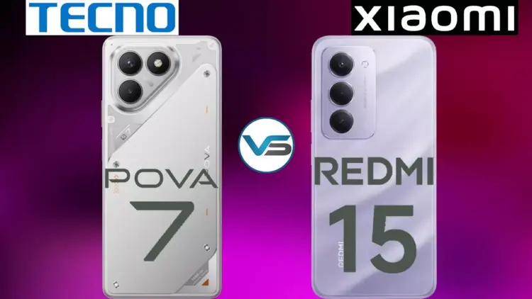 Duel sengit Tecno Pova 7 5G vs Redmi Note 15 4G yang mengusung konsep visual bodi belakang yang kontras dan beda jauh.