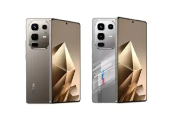 Dua unit HP Infinix terbaru tampak depan dan belakang dalam varian warna emas mewah serta edisi perak bernuansa sirkuit balap.